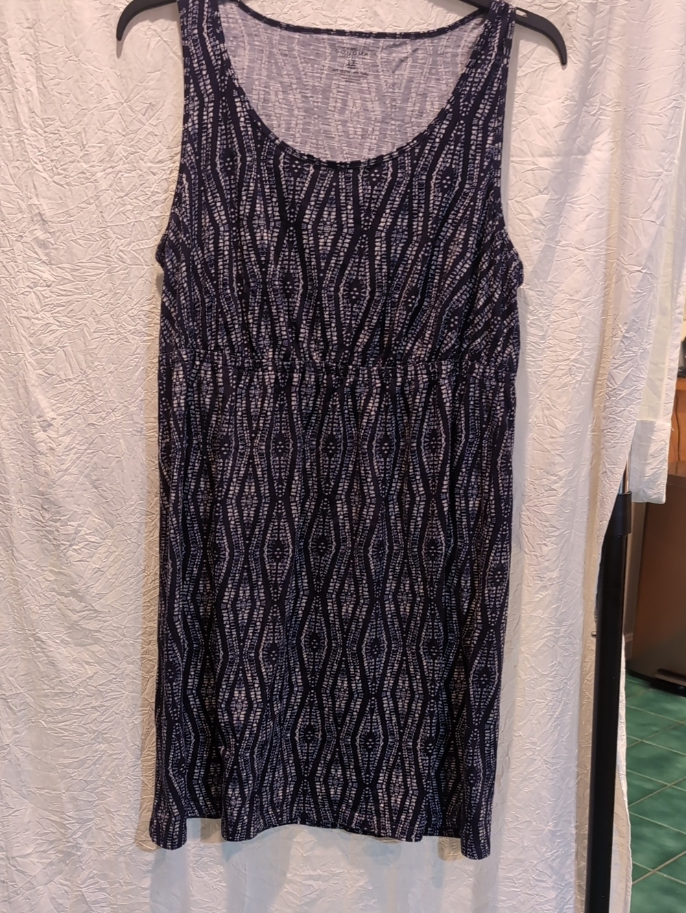 Plus Size Sonoma Navy and White Sleeveless Patterned Sundress